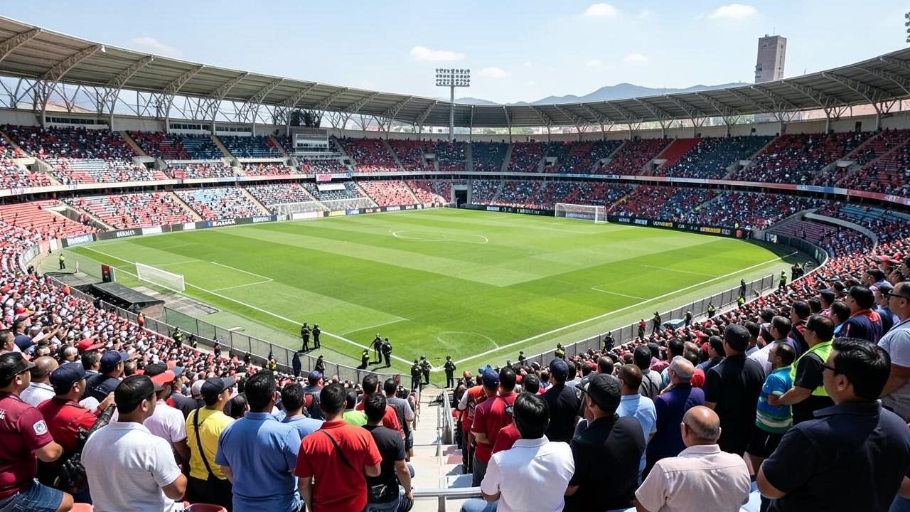 Estádio de futebol com público retornando às arquibancadas